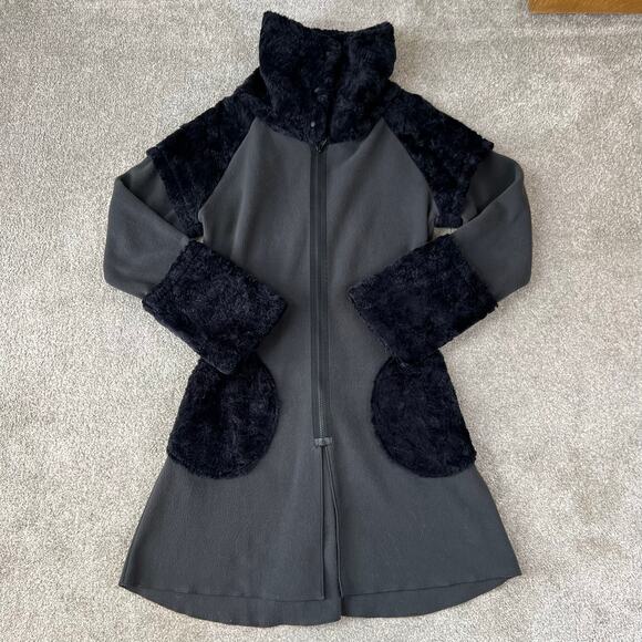 Vintage Mimdo Penny Lane Black Trim Gray Fleece Full Zip Long Jacket (Sz S) - Picture 10 of 15